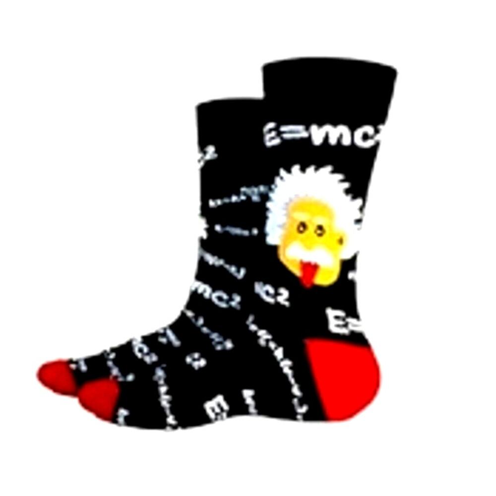 Albert Einstein fun socks red white E=mc2 Stocking stuffer boyfriend socks NEW